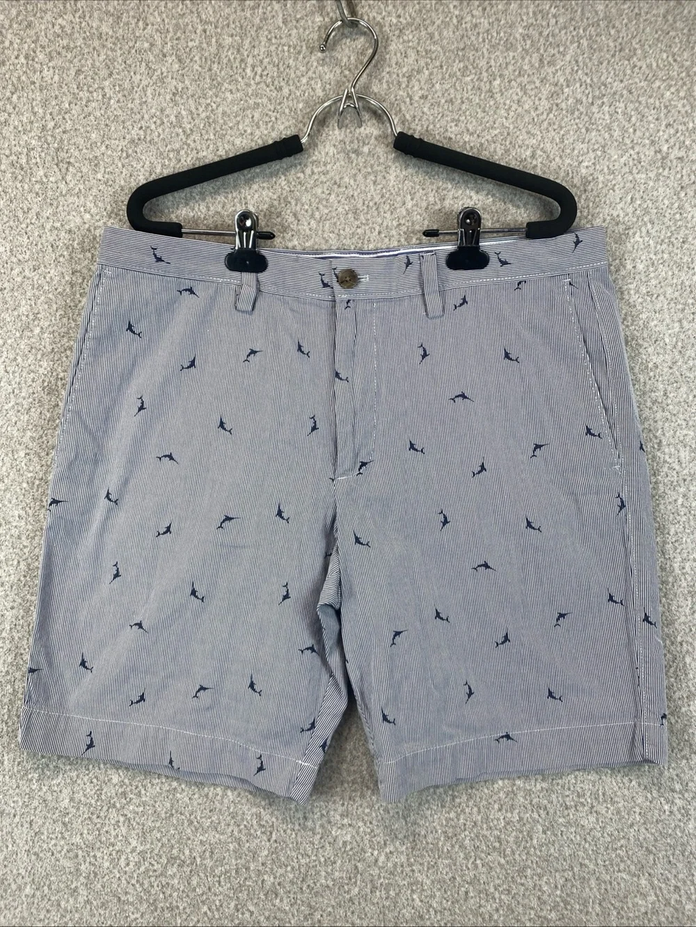 Banana Republic Chino Shorts Mens Size 34 Swordfish Pinstripe Preppy Coastal
